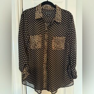 INC International Concepts Animal Print and Dot Blouse